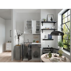 Resim Beyaz Gövde -antrasit Detaylı Mutfak Dolabı Alt -üst Modül 