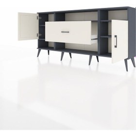 Resim Arges Konsol 5 Raflı Tek Çekmeceli 2 Kapaklı 176x30x83 Antrasit-aytaşı/aytaşı Aytaşı/aytaşı 