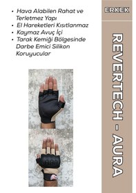 Resim Revertech Aura Krem / Yarım Parmak - Kaymaz Avuç İçi Özellikli Motosiklet Eldiveni Erkek 