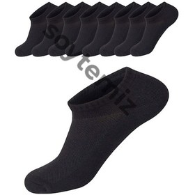Resim Unisex Siyah Cotton Sneakers Spor Çorap 8 Çift Diğer 