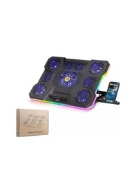 Resim Hadron Dcxa21 Notebook Soğutucu 9-fan + Telefon Standı 14-18 Rgb Siyah 