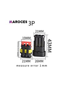 Resim 3 Lü Su Geçirmez Üçlü Konnektör Söket Waterproof 50 Adet 