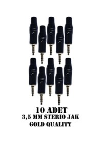 Resim 3.5 Mm Stereo Çivi Jak Lehim Tipi Fiş Kulaklık Aux Bilgisayar Ses Kablosu Giriş Tamir Jakı 10 Adet Siyah 