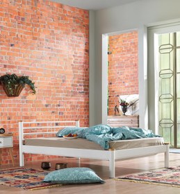 Resim Unimet Kappis-s Çift Kişilik Metal Karyola-beyaz (AHŞAP LATALI) 