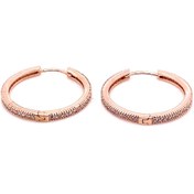 Resim Mode Silver Taşlı Rose Gold Halka Küpe 