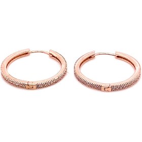 Resim Mode Silver Taşlı Rose Gold Halka Küpe 