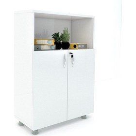 Resim Modüler Dünyası Kapaklı Kitaplık Dosya Dolabı Beyaz - 80X38X117 (307710261) Beyaz 