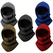 Resim 1 adet Erkekler için Kışlık Sıcak Balaclava - Rüzgar Geçirmez Örgü Boyunluk Başlık İpli - Polyester Dolgulu Kayak Başlığı - Rahat Soğuk Geçirmez Şapka Noel Dış Mekan Aktiviteleri için 