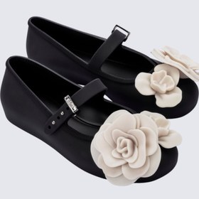 Resim Mini Melissa Soft Ballerina Petals Çiçek Aplikeli Siyah Kız Çocuk Ayakkabısı | 31-35 Numara | Melflex® Vegan | İkonik Kokulu - 3 