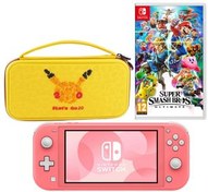 Resim Nintendo Switch Lite Pembe Oyun Konsolu + Pokeboll Kılıf + Super Smash Bros Ultimate Nintendo Switch Oyun 