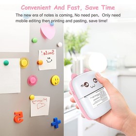 Resim 2 adet/1 adet, Kablosuz mini yazıcı, kablosuz termal baskı, mürekkepsiz baskı, USB şarj edilebilir - zarif çizgi film tasarımı, 1200mAh batarya ile donatılmış, Android ve iOS sistemleriyle uyumlu 