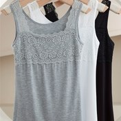 Resim Kadınlar için 3'lü Şık Dantel Detaylı Atlet, İç veya Dış Giyim İçin Uygun, Rahat Slim-Fit Kolsuz Tişört, Hollow Dantel Detaylı Seksi Sırt, İz Bırakmayan Düz Renkli Premium Yelek 