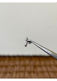 Resim 316 L Cerrahi Çelik Arma Zirkon Taşlı Helix Tragus Dudak Kıkırdak Piercingi Gümüş 