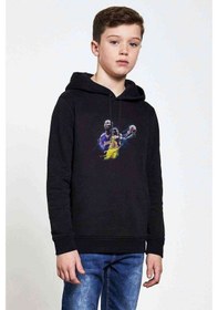 Resim Kobe Bryant Simple Baskılı Unisex Çocuk Kapüşonlu Siyah Sweat Siyah 