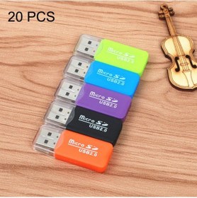 Resim 20 Pcs Taşınabilir Usb 2.0 Mikro Sd Tf Tf T-flash Kartı Okuyucu Adaptörü, 480mbps'ye Kadar, Rastgele Renk Dağıtım 