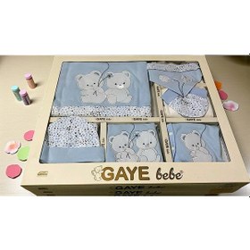 Resim Unisex 0-3 Ay Bebeklere Gaye Organik Balonlu Ayıcık Nakışlı 10 Lu Set KOYUMAVİ 