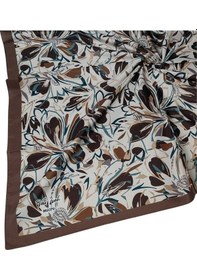 Resim Mim Eşarp Vav İpek Kadın Micro Twill Sport Çiçek Desenli Eşarp Kahve 