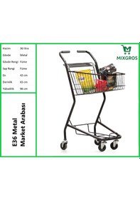 Resim E36 Şarküteri Ve Kuruyemiş Metal Market Arabası 36 Litre Füme 