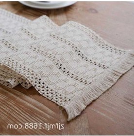 Resim Tongxida Boho Tarzı Pamuklu Masa Örtüsü - 30x275 Cm - Doğal Renkli, Dayanıklı, Dekoratif Çok Renkli 