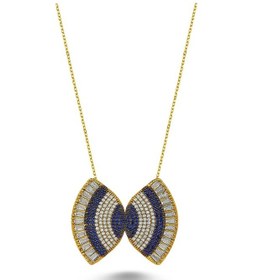 Resim Kelebek Zirkon Taşlı Nazar Boncuğu Kolye (498587672) 