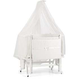 Resim Meltem Kids Mood Sallanır Ahşap Anne Yanı Beşik 50x90 cm (beyaz-ekru) Ekru 