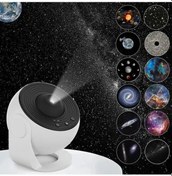 Resim Sones Galaxy Gece Lambası Yıldız Projektör Led Masa Lambası Çocuk Odası Dekoru 12 Adet Film Diski Çok Renkli 