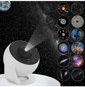 Resim Sones Galaxy Gece Lambası Yıldız Projektör Led Masa Lambası Çocuk Odası Dekoru 12 Adet Film Diski Çok Renkli 