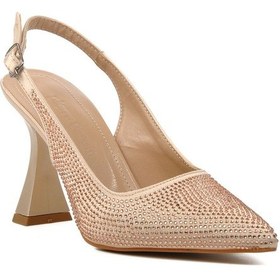 Resim Ony 181 Bayan Sivri Burun Taşlı Kadeh Ökçe Abiye Ayakkabı Ten 