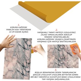 Resim Tink Kendinden Yapışkanlı Pembe Mermer Desenli Pvc Panel 41X62 cm (12 Adet) 3 M² 