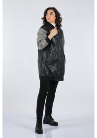 Resim Seleste 212k3137 Bisiklet Yaka Ekose Uzun Kollu Kadın Kaban 