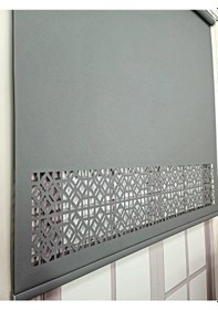 Resim Stor Perde Desenli Lazer Kesim Kalın Kumaşlı Ml104 Antrasit 