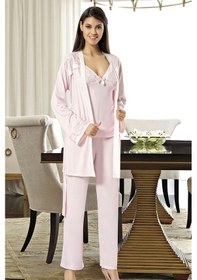 Resim Xses 2030 Kadın Sabahlıklı Pijama Takım-pudra Pudra 