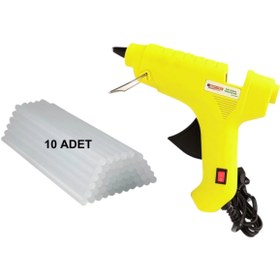 Resim Baytec 20 Watt Sıcak Silikon Tabancası + Çubuk Mum Silikon(10 Adet) 