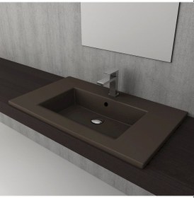 Resim Bocchi Milano Etajerli Lavabo 80 cm Mat Kahve 1113-025-0126 