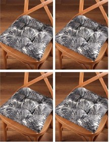 Resim Altınpamuk Altınpamuk 4'Lü Lüx Pofidik Palmiye Siyah Sandalye Minderi Özel D 