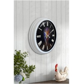 Resim Bahat Salon Ofis Duvar Saati Beyaz Alüminyum Metal Çerçeve 40 Cm 