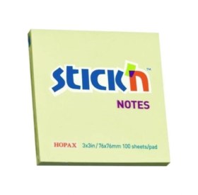 Resim Hopax Stıckn Yapışkanlı Not Kağıdı 12 Adet 100 Yp 76x76 Eco Pastel Sarı 21745 