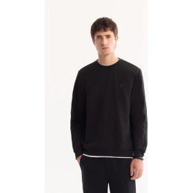 Resim AVVA Erkek Siyah Bisiklet Yaka Pamuklu Bi-Stretch Regular Fit Sweatshirt A52Y1272 