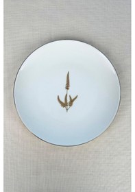Resim Tabak Evi Porselen Natura Marinum Altın Yaldız Servis Tabağı 24,50cm 6 Lı Çok Renkli 