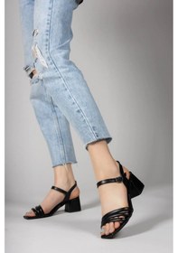 Resim İvana Siyah Cilt Günlük Kadın Ortopedik Tarz Ve Şık Topuklu Sandalet Ivana-1247 Siyah 