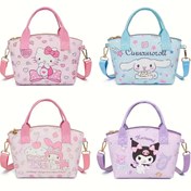 Resim Sanrio Hello Kitty Kuromi My Melody Sırt Çantası - Büyük Kapasiteli Yüksek Kaliteli PU Okul Çantası Sevimli Karakter Tasarımı ile, Dayanıklı Yağ Kenarı Süslemesi, Noel Sevgililer Günü Doğum Günü için Hediye (Parlak Pembe / Mor / Mavi) 