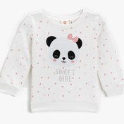 Resim Kız Bebek Panda Baskılı Sweatshirt Bisiklet Yaka 