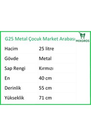 Resim MİXGROS G25 Metal Çocuk Market Alışveriş Arabası 25 Litre 