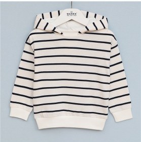 Resim Wanex Erkek Çocuk Uzun Kol İnce Kapüşonlu Sweatshirt - 16656 Beyaz - Lacivert 