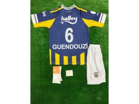 Resim 4'lü Set Fe.ner.bah'çe\\ 2025/2026 Guendouzi Iç Saha Sarı Lacivert Çocuk Forma Şort Bileklik Çorap 