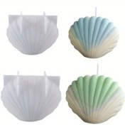 Resim 1 adet Kabuk Silikon Mum Kalıpları, 3D Istiridye Kabuğu Mumluk Mum Deniz Kabuğu Döküm Silikon Kalıpları, DIY Kokulu Mum Alçı Süs 