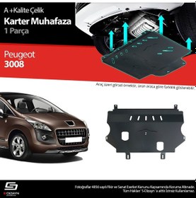 Resim S-dizayn Peugeot 3008 Çelik Karter Muhafaza 2009-2016 A+ Kalite 
