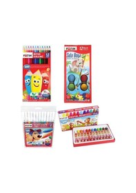 Resim Fatih 4'Ü Boyama Seti 12 Renk Pastel+ Sulu Boya + Kuru Boya + Keçeli Kalem 