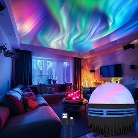 Resim 1 adet Aurora Işıkları Projektörü, Masa Lambası, Uzaktan Kumandalı Kuzey Işığı Projektörü, Yetişkinler için Gece Lambası Projektörü, Ofis, Oyun Odası/Yatak Odası/Tavan/Parti için 