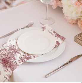 Resim Saklı Bahçe - Kırmızı Kumaş Amerikan Servis 4'lü Set Keten, Ulusl. Yıkama Ve Solmama Sertifikası Çok Renkli 